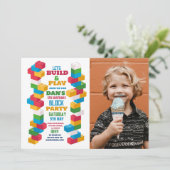 Bausteine-Foto für Geburtstagspartei-Bausteine Einladung (Stehend Vorderseite)