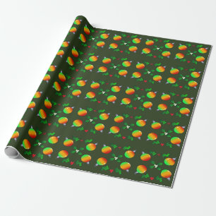 Bausteine in hellen Farben mit Heiligen und Mistel Geschenkpapier