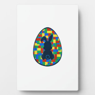 Bausteine Oster-Ei-Hase Jungen Mädchen Familie  Fotoplatte