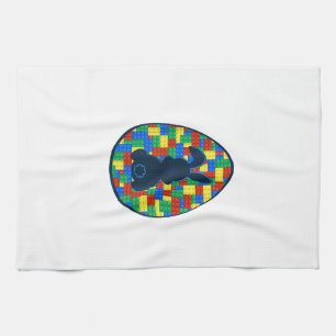 Bausteine Oster-Ei-Hase Jungen Mädchen Familie  Geschirrtuch