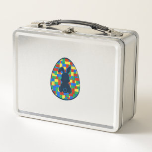 Bausteine Osterei Hase Jungen Mädchen Familie  Metall Brotdose