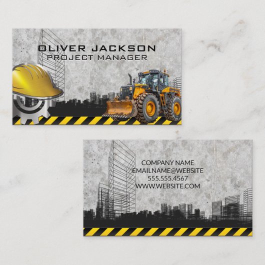Baustelle | Bulldozer | Hardhat Visitenkarte (Vorne/Hinten)