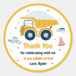 Baustelle Dump Truck Digger Geburtstagsgunst Runder Aufkleber