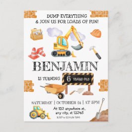 Baustelle Dump Truck Digger Geburtstagsparty Postkarte