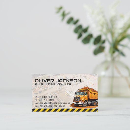 Baustelle | Dump Truck Vehicle Visitenkarte (Stehend Vorderseite)