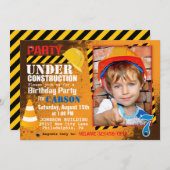Baustelle Einladung zum Geburtstag (Vorne/Hinten)