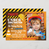 Baustelle Einladung zum Geburtstag (Vorne/Hinten)