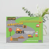 Baustelle Einladung zum Geburtstag (Stehend Vorderseite)