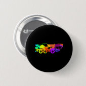Baustelle für farbenfrohe Regenbogenkrane Button (Vorne & Hinten)