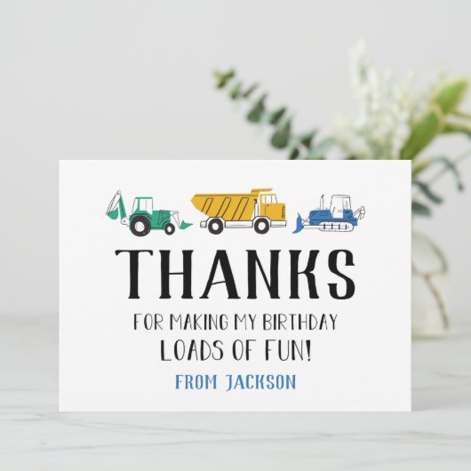 Baustelle Geburtstag Danke Karte (Stehend Vorderseite)