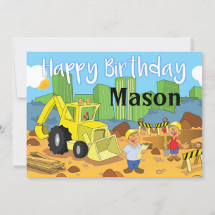 Baustelle glücklich Geburtstag Karte