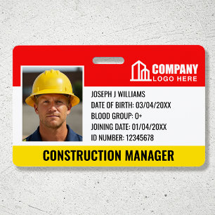Baustelle ID Logo Barcode Rot Vorlage Ausweis