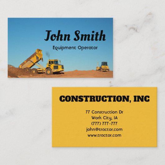 Baustelle-LKWs Visitenkarte (Vorne/Hinten)