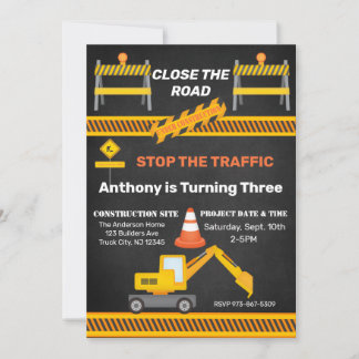 Baustelle Nah dem Kindergeburtstag Einladung