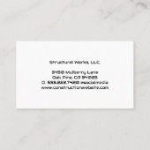 Baustelle | Projektleiter Visitenkarte (Rückseite)