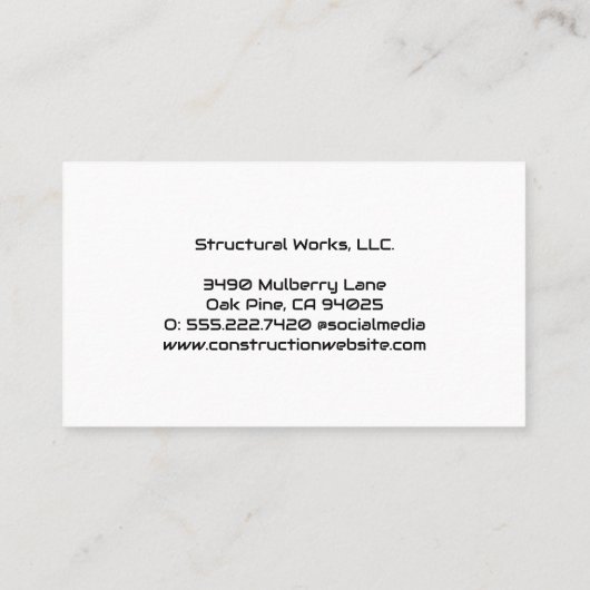 Baustelle | Projektleiter Visitenkarte (Rückseite)