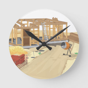 Baustelle Runde Wanduhr