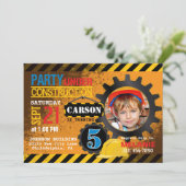 Baustelle übersetzt Geburtstags-Party Einladung (Stehend Vorderseite)