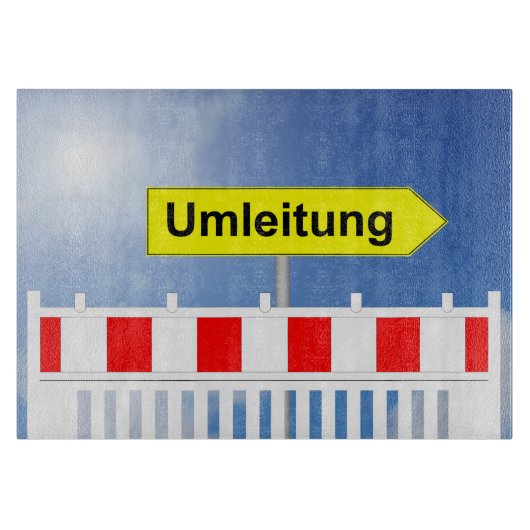 Baustelle, Umleitung und Baustellenabsperrung Schneidebrett (Vorderseite)