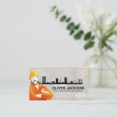 Baustelle | Worker Holding Wrench Visitenkarte (Stehend Vorderseite)