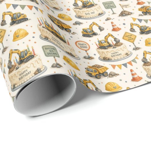 Baustellen-Geburtstags-Geschenkpapier Geschenkpapier (Rolleneckpunkt)