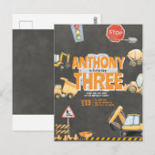 Baustellen-Geburtstagseinladung Postkarte (Vorne/Hinten)