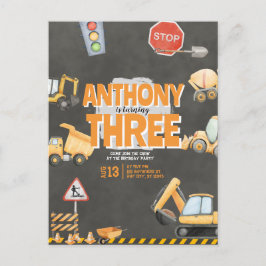 Baustellen-Geburtstagseinladung Postkarte