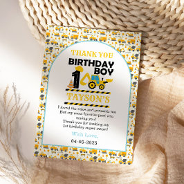 Baustellen-LKW 1. Geburtstag | Kinderparty Dankeskarte