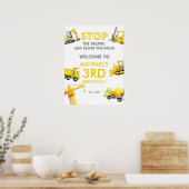 Baustellen-LKW-Geburtstags-Willkommensschild Poster (Küche)