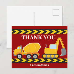 Baustellen-LKW Kinder-Geburtstags-Dankeschön Postkarte
