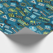 Baustellen-LKWs Geschenkpapier (Ecke)