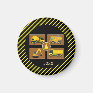 Baustellen-LKWs   Kindergeburtstagsdekoration Magnet