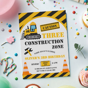 Baustellen-Muldenkipper 3. Geburtstag Einladung