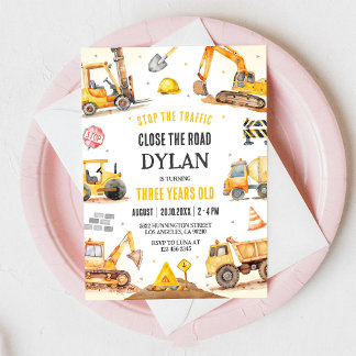 Baustellen-Muldenkipper-Junge 2. Geburtstag Einladung