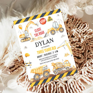 Baustellen-Muldenkipper-Junge 2. Geburtstag Einladung