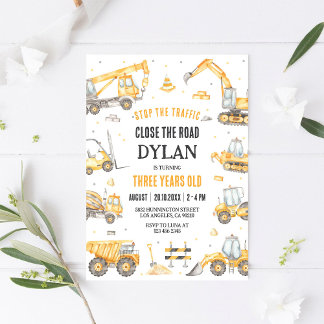 Baustellen-Muldenkipper-Junge 2. Geburtstag Einladung