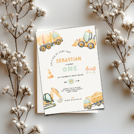 Baustellen-Muldenkipper Party Boy Erster Geburtsta Einladung