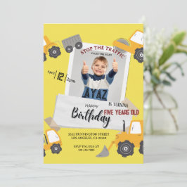 Baustellen-Muldenkipper-Party-Junge-Geburtstag  Einladung