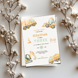 Baustellen-Muldenkipper-Party-Jungen-Geburtstag Einladung