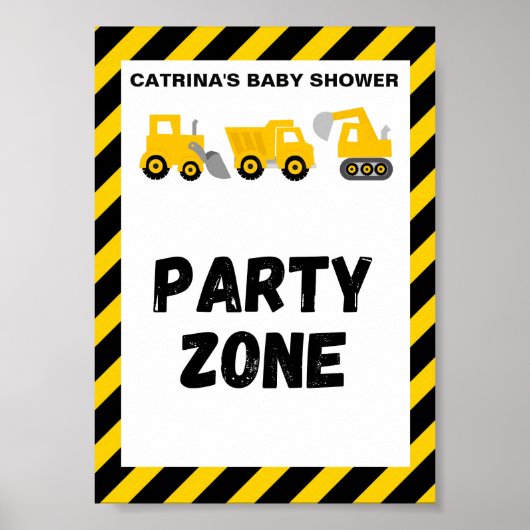 Baustellen-Party-Schild Poster (Vorne)