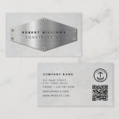 Baustellen-QR-Code Metallisch Silber Beton Visitenkarte (Vorne/Hinten)
