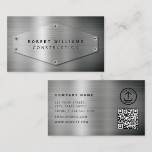 Baustellen-QR-Code Metallisch Silber Metall Visitenkarte