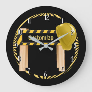 Baustellen-Verkehrsschild-Wanduhr Große Wanduhr