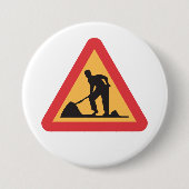 Baustellen-Vorwarnschild Bauzone Warnung Button (Vorderseite)