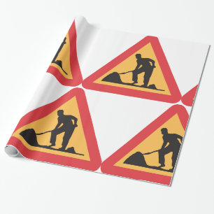Baustellen-Vorwarnschild Bauzone Warnung Geschenkpapier