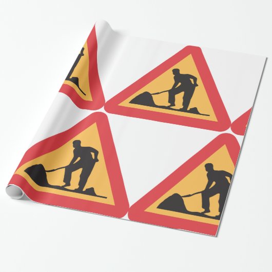 Baustellen-Vorwarnschild Bauzone Warnung Geschenkpapier (Ungerollt)