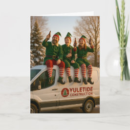 Baustellen-Weihnachtskarte Elfen-Biere Karte