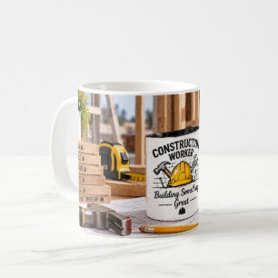 Baustellenarbeiter beim Bau von etwas Großartigem Kaffeetasse