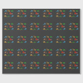 Baustellenfahrzeuge Gabelstapler Geschenkpapier (Flach)