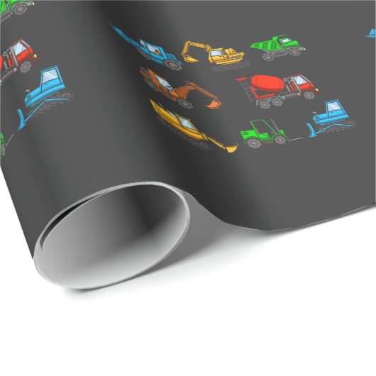 Baustellenfahrzeuge Gabelstapler Geschenkpapier (Rolleneckpunkt)